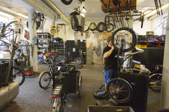 Christiania Bikes in der Fahrradwerkstatt, Foto: Robert B. Fishman